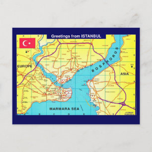 Tarjeta Postal de Saludo Retro de Estambul