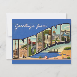 Tarjeta postal de saludo retro de Indiana