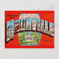 Tarjeta postal de saludo retro de Nashville
