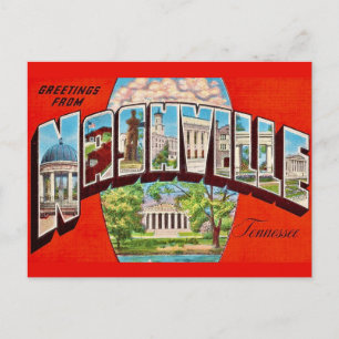 Tarjeta postal de saludo retro de Nashville