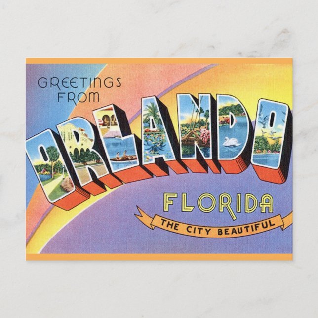 Tarjeta postal de saludo retro de Orlando (Anverso)
