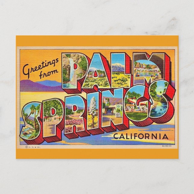 Tarjeta postal de saludo Retro Palm Springs (Anverso)