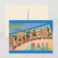 Tarjeta postal de saludo retro Plymouth MA