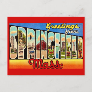 Tarjeta postal de saludo retro Springfield MA