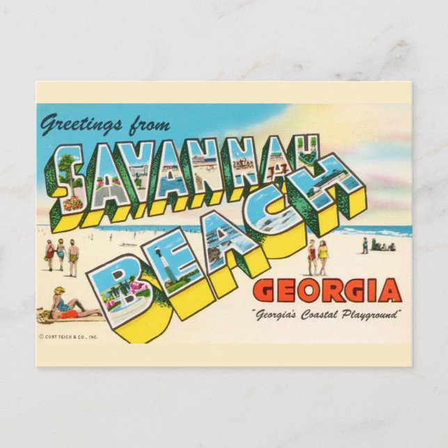 Tarjeta postal de saludo Savannah Beach Georgia 2 (Anverso)