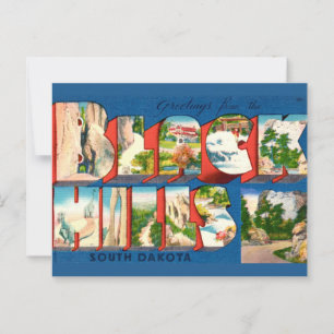 Tarjeta postal de saludo Vintage Black Hills SD