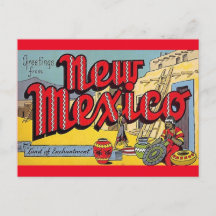 Tarjeta postal de saludo vintage de Nuevo México