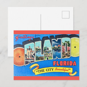 Tarjeta postal de saludo vintage de Orlando