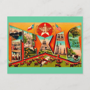 Tarjeta postal de saludo vintage de Texas