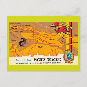 Tarjeta Postal de Saludo Vintage San Juan