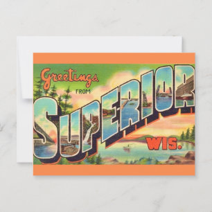Tarjeta postal de saludo vintage Superior WI