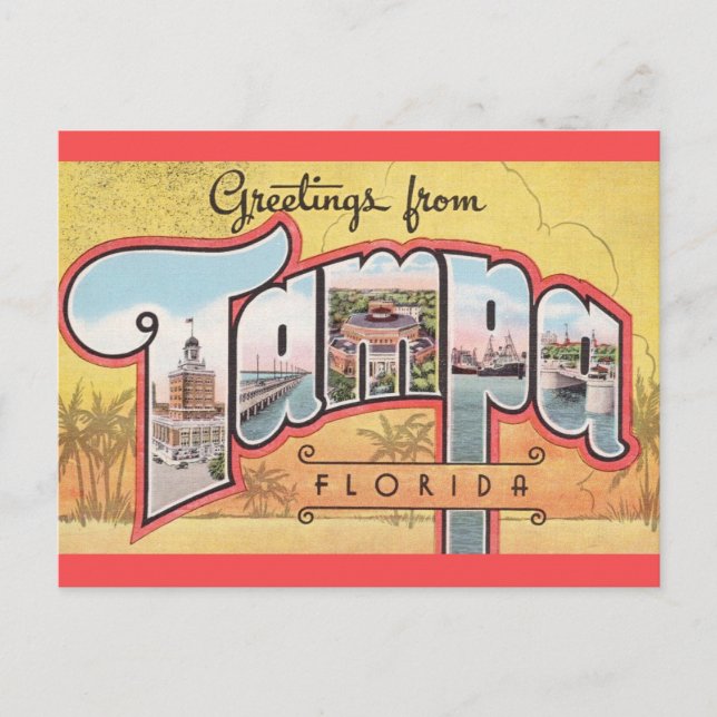 Tarjeta postal de saludo vintage Tampa Florida (Anverso)