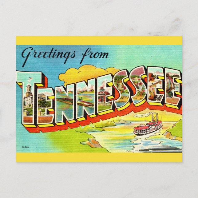 Tarjeta postal de saludo vintage Tennessee (Anverso)