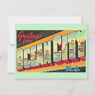 Tarjeta postal de saludos antiguos de Ocean City N