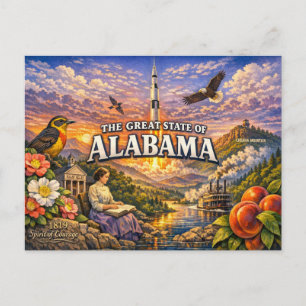 Tarjeta postal de saludos de Alabama 