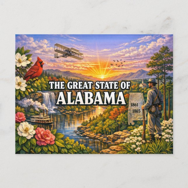 Tarjeta postal de saludos de Alabama  (Anverso)