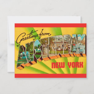 Tarjeta postal de saludos de Amsterdam NY