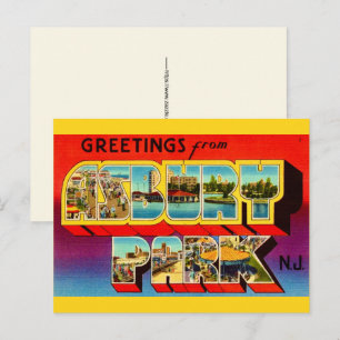 Tarjeta postal de saludos de Asbury Park NJ antigu