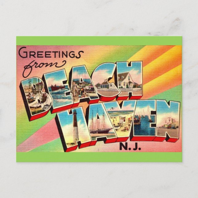 Tarjeta postal de saludos de Beach Haven NJ (Anverso)