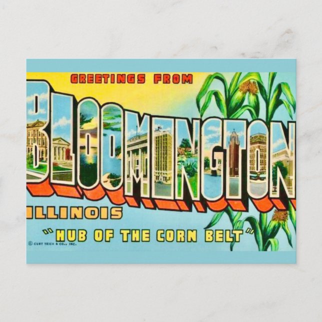 Tarjeta postal de saludos de Bloomington IL (Anverso)