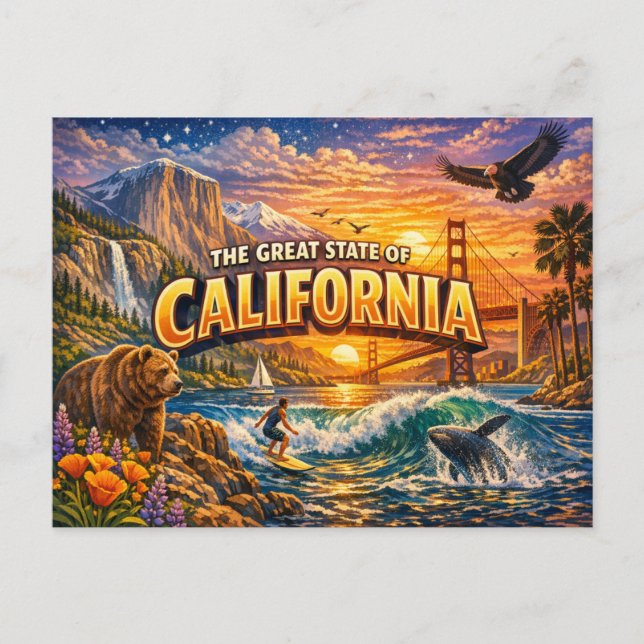 Tarjeta postal de saludos de California  (Anverso)