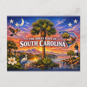 Tarjeta postal de saludos de Carolina del Sur