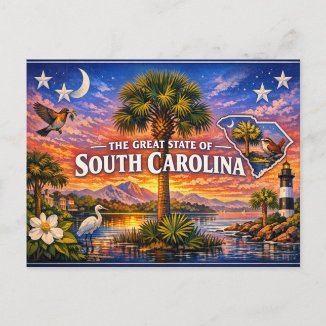 Tarjeta postal de saludos de Carolina del Sur  (Anverso)