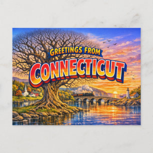 Tarjeta postal de saludos de Connecticut