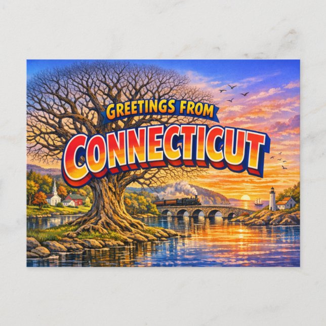 Tarjeta postal de saludos de Connecticut  (Anverso)