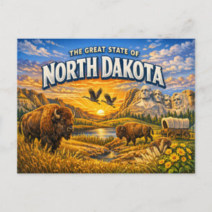 Tarjeta postal de saludos de Dakota del Norte