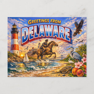 Tarjeta postal de saludos de Delaware