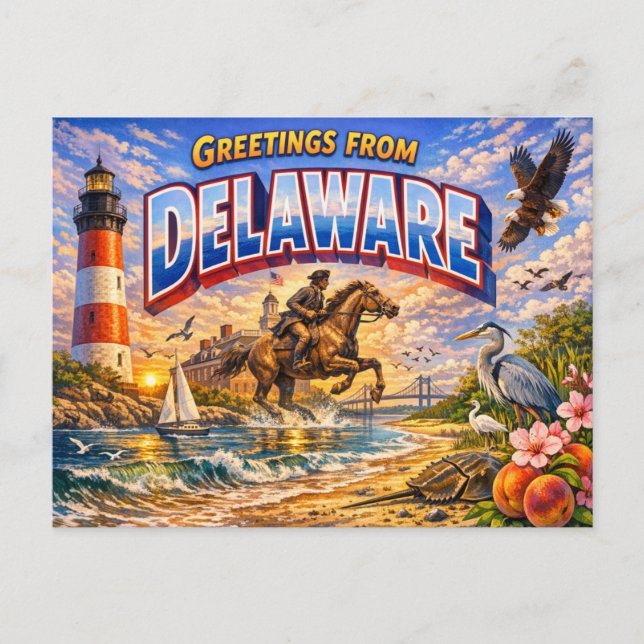 Tarjeta postal de saludos de Delaware  (Anverso)
