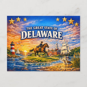 Tarjeta postal de saludos de Delaware