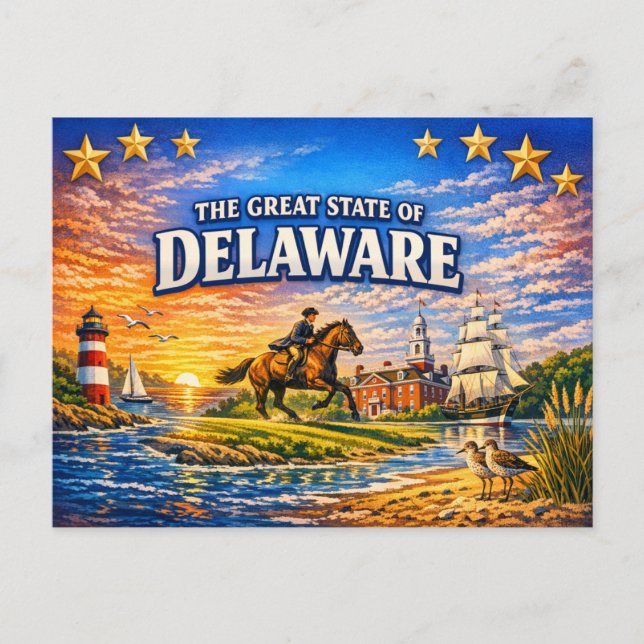 Tarjeta postal de saludos de Delaware  (Anverso)