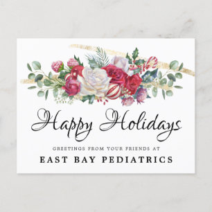 Tarjeta postal de saludos de feriado de verde para