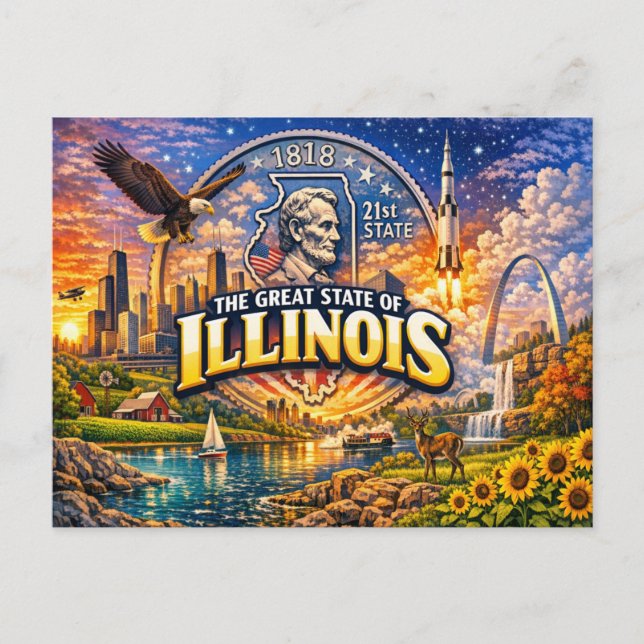 Tarjeta postal de saludos de Illinois  (Anverso)
