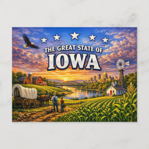 Tarjeta postal de saludos de Iowa