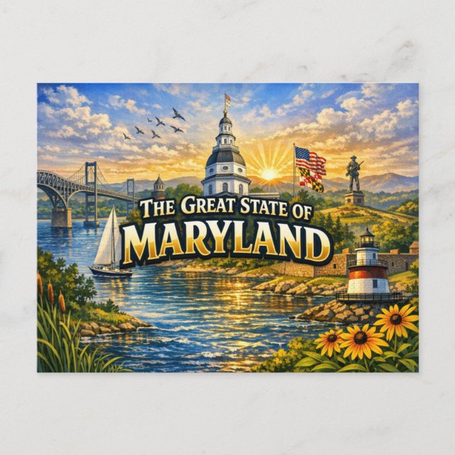 Tarjeta postal de saludos de Maryland (Anverso)