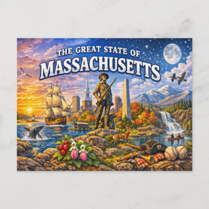 Tarjeta postal de saludos de Massachusetts