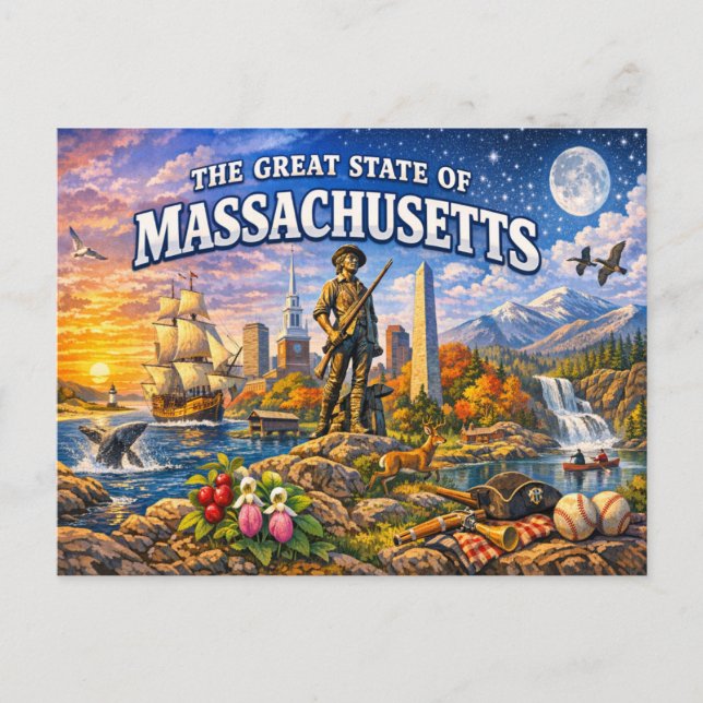 Tarjeta postal de saludos de Massachusetts  (Anverso)