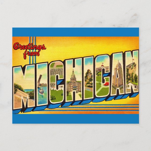 Tarjeta postal de saludos de Michigan (Anverso)