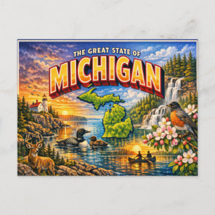 Tarjeta postal de saludos de Michigan
