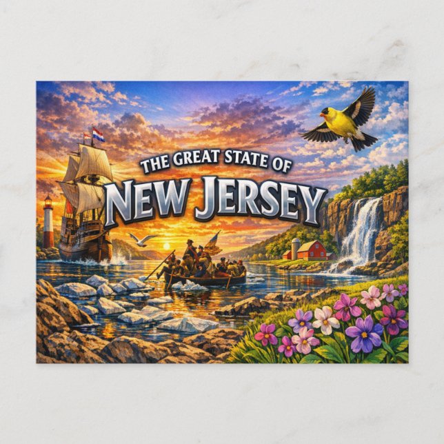 Tarjeta postal de saludos de Nueva Jersey  (Anverso)
