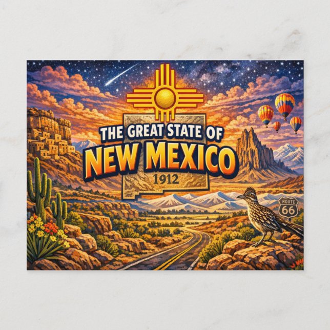 Tarjeta postal de saludos de Nuevo México  (Anverso)