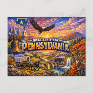 Tarjeta postal de saludos de Pennsylvania