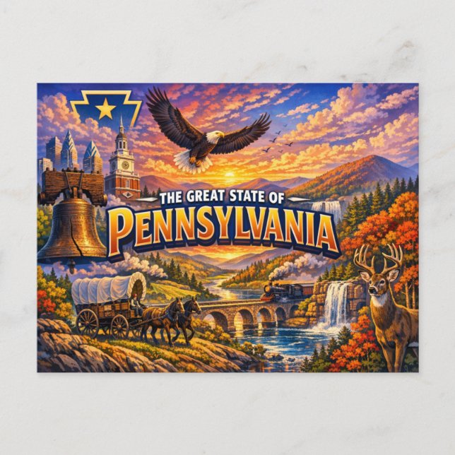 Tarjeta postal de saludos de Pennsylvania  (Anverso)