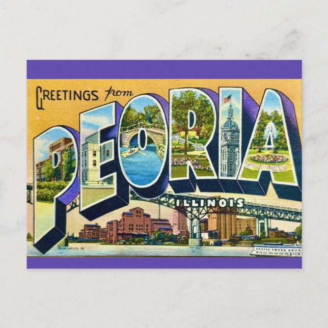 Tarjeta postal de saludos de Peoria Illinois (Anverso)