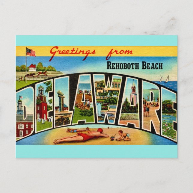 Tarjeta postal de saludos de Rehoboth Beach (Anverso)