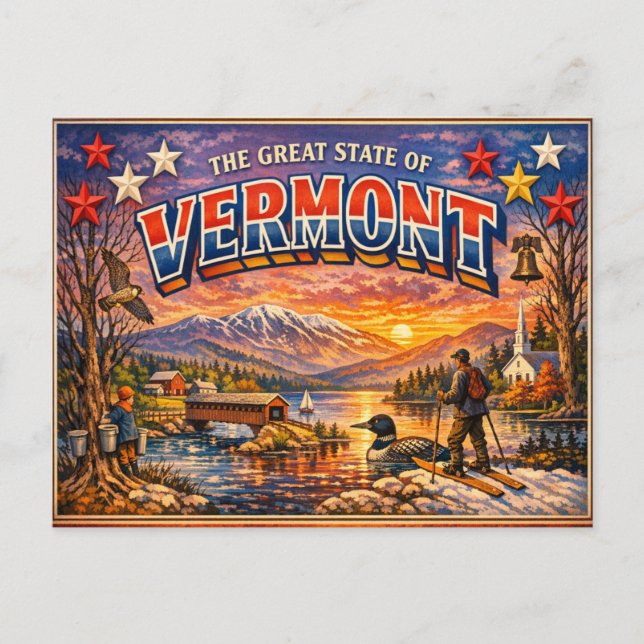 Tarjeta postal de saludos de Vermont  (Anverso)