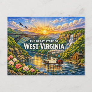 Tarjeta postal de saludos de Virginia Occidental